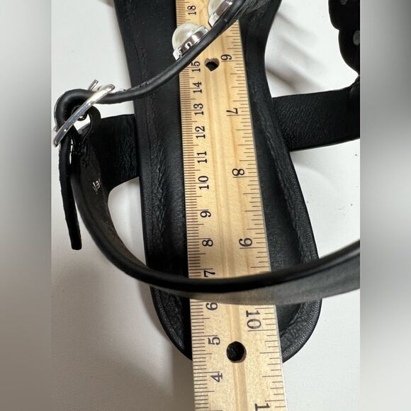 CosmoParis Pearly Leather Slingback Flat Black Sandals Size 10US/ 41EU - Picture 8 of 13
